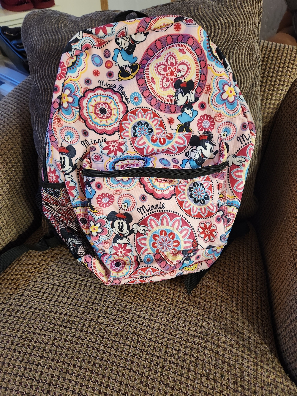Disney Minnie Mouse Pink Floral Pattern Kids Backpack